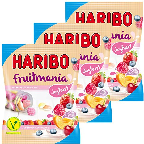 Haribo Fruitmania Joghurt, 3er Set, Gummibärchen, Weingummi, Fruchtgummi, im Beutel, 175 g