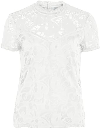 VILA CLOTHES Damen VISTASIA S/S LACE TOP - NOOS Top,, per pack Weiß (Cloud Dancer Cloud Dancer), 40 (Herstellergröße: L)