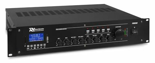 Power Dynamics PRM360 PA Endstufe - Verstärker für Lautsprecher und Musikanlagen, 100 Volt System, 360 Watt PA Verstärker, Bluetooth, MP3-Player, USB, SD, 2X Mic, Soundverstärker