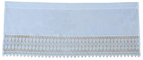 heimtexland ® Scheibengardine Macramée Spitze Weiß Tunnelzug Bistrogardine Leinen Optik Landhaus Borte HxB 40x150 Typ683