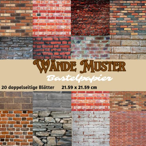 Wände Muster Bastelpapier: Scrapbooking papier mit verschiedenen Stein Mustern I 20 doppelseitige Seiten I Junk Journal Dekor I Washi Tape I DIY ... Bastelpapier | Origami | Reisetagebücher