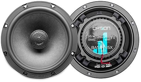 Option BASE-165X 16,5cm Auto Lautsprecher 2-Wege Koaxial-System – 3 Ohm, 55W RMS, 89dB – Koax Lautsprecher für klaren Sound im Auto – 1 Paar