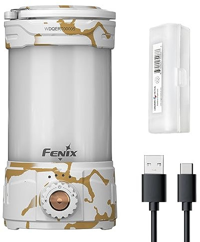 Fenix CL26R Pro - Linterna de camping, mármol blanco, 650 lúmenes brillantes, recargable USB-C, compacta y portátil, perfecta para huracanes, emergencias, senderismo, cortes de energía con organizador