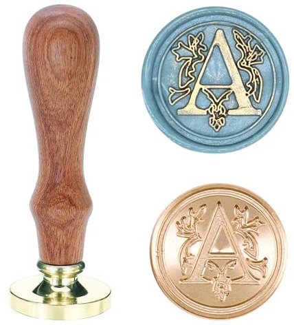 Poemluve Siegelstempel mit Buchstaben A-Z 25mm Vintage Wachs Siegel Stempel Set mit Holzgriff für Geschenke, Verpackung, Grußkarten, Einladungen, DIY (Buchstabe A)