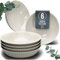 Stylish Soup Plate Set Hygge Series - Premium Stoneware, Scratch Resistant, Dishwasher and Microwave Safe - Stylish Deep Plate Set for 6, Large Deep Pasta Plates - Grooved Deep Plates in Light Brown