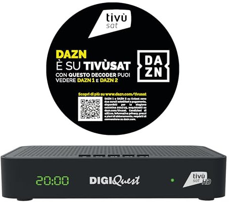 DIGIQUEST Decoder Combo tivùsat Maximo |DVB-S2 e DVB-T2 |Telecomando 2 in 1 |Smartcard tivùsat inclusa |Funzione di registrazione attivabile