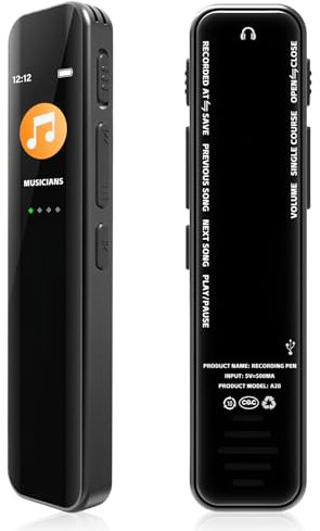 Diktiergerät Mini, 64GB Aufnahmegerät, Digitales Diktiergerät, Diktiergerät Digital mit Wiedergabe, Audio Recorder für Besprechungen Unterricht Interviews, One-Touch Aufnahme Voice Recorder