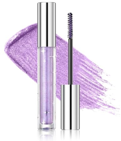 Prreal Purple Glitter Mascara,Diamond Sparkly Mascara for Eyelashes | Waterproof Smudge-Proof Lash Mascara,Quick-dry Lightweight Long Lasting Curling Volumizing Eye Makeup,03