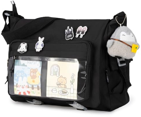 Jnidesier Modische Umhängetasche mit niedlichen Accessoires Casual Nylon Messenger Bag Leichte Handtasche und Reisetasche