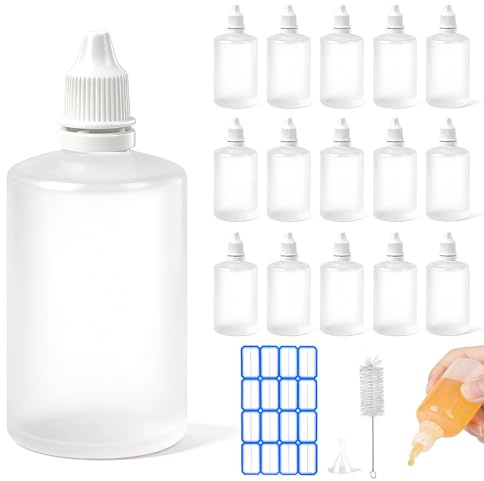 qjuwhua 15 Stück Quetschflasche Kunststoff 100ml Squeeze Flasche Liquid Flaschen Spritzflasche Dosierflasche Saucenflasche Ketchup Flasche Spenderflasche Soßenflaschen für Sauce Soßen Grill Öl