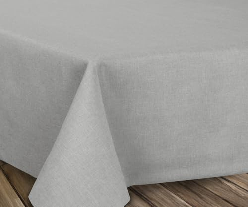 BEAUTEX fleckenabweisende und bügelfreie Tischdecke - Tischtuch mit Lotuseffekt - Tischwäsche in Leinenoptik, Eckig 90x90 cm, Hellgrau