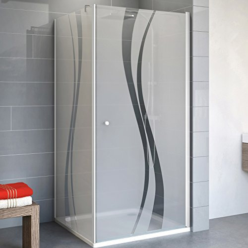 Schulte EP321504 01 970 Duschkabine Alexa Style 2.0 Drehtür Seitenwand, 80 x 80 cm, 192 cm, 5 mm Sicherheitsglas Dekor Liane beschichtet, alunatur