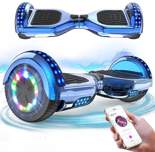 RCB Hoverboard Gyropode pour Enfant et Adulte, Overboard 6.5 Pouces avec Bluetooth-Musique/LED-Roue Clignotante, Hover Board Skateboards Meilleur Cadeau pour Les Enfants