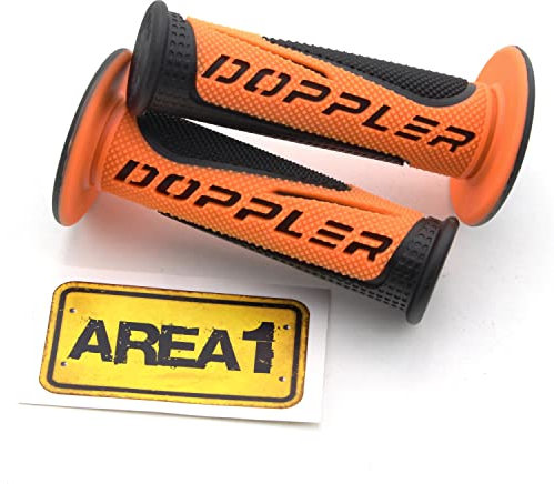 Doppler Radical Motorrad Motorroller Lenkergriffe Motorrad Griffe Griffgummis 2 Stück 1x 22mm + 1x 24-25mm (Orange + Schwarz) Kompatibel mit BMW KTM Honda Yamaha KSR Aprilia Kawasaki Suzuki Piaggio