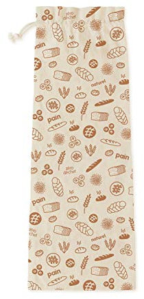Pebbly NBA157 Sac a Pain reutilisable, Coton Bio, Brun, 65x20cm