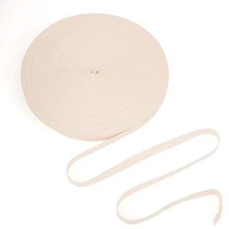 PandaHall 50 Meter 15 mm Baumwoll-Wimpelband, leinenfarbenes Köperband, Fischgräten-Bänder zum Nähen, Schneidern, Änderungen, Handwerk