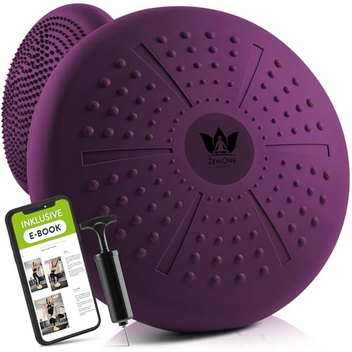 ZenOne Sports® Balance Kissen I Ballsitzkissen für Koordinations- & Rückentraining I Orthopädisches Sitzkissen I Luftkissen für Fitnesstraining inkl. Pumpe & Workout-Guide I Balancekissen