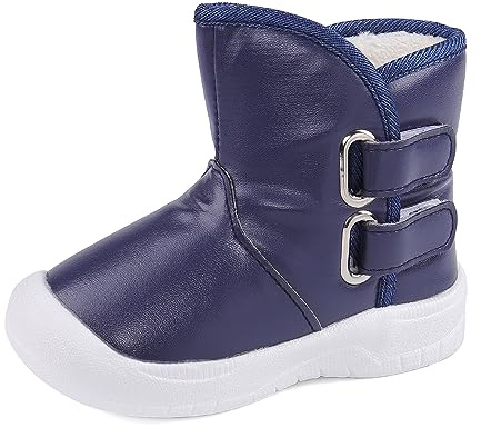 LACOFIA Bottes de Neige d'hiver imperméables en Caoutchouc Antidérapant pour Bébé Garçons Bleu Marine 20/21
