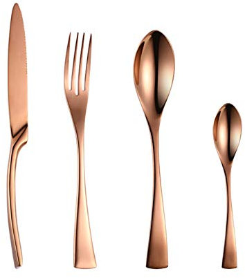 Bswefty 4 pièces/Couverts Or Rose Set Western Food Art de la Table en Acier Inoxydable Fourchette Couteau de Vaisselle Drop Shipping (Color : 1 Set for 1 Person)