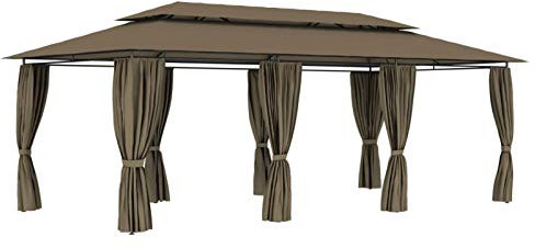 Gecheer Gazebo Padiglione da Giardino Esterno con Tende Richiudibile 6x3 m/3x4 m,Gazebo Giardino con Tende Laterali,Padiglione Giardino con Tende Laterali,Gazebo Richiudibile,Gazebo con Tende