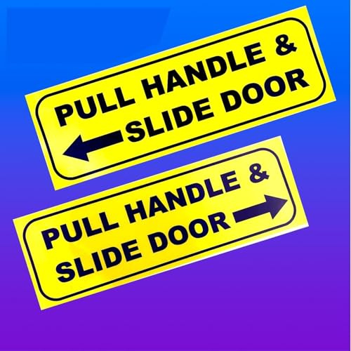 2 x Pull Handle and Slide Door to Printed Stickers (150MM X 50MM)