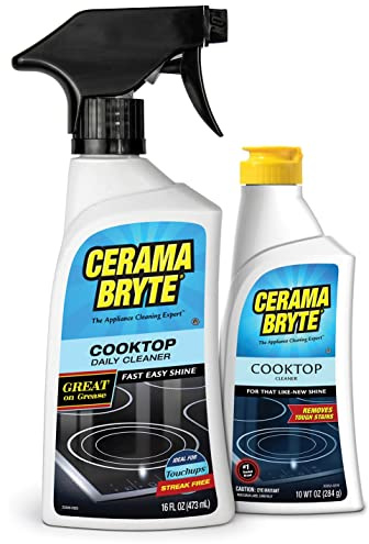 Cerama Bryte Heavy-Duty + Daily Spray Stove Top and Cooktop Cleaner Combo Kit for Glass and Ceramic Surfaces, 16 & 10 Ounces, 2 Pack