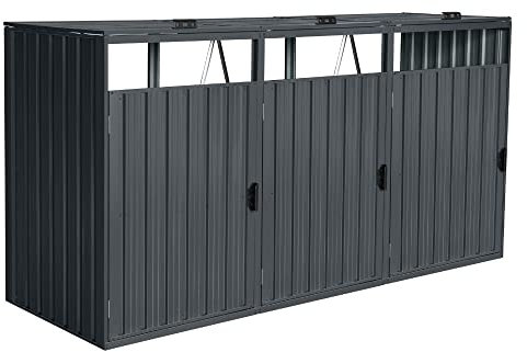 Home Deluxe - Mülltonnenbox CUBO - Platz für 3 x 240 Liter Mülltonnen, Farbe: Anthrazit, Witterungsbeständig inklusive Schloss und Schlüssel I Mülltonnenbox Gartenbox