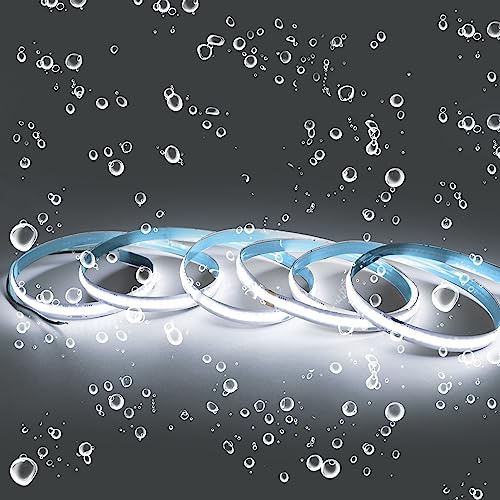 Arote Tira LED COB 24V Impermeable Blanco frio 6000K 2m, Tira de LED COB IP65 Regulable Alto Brillo 320LEDs/m para Dormitorio Cocina Hogar Decoración Interior, Fuente de Alimentación No Incluida