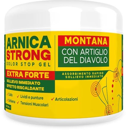 Arnica gel Forte - Arnica Per Cavalli Uso Umano 99% e Artiglio Del Diavolo forte crema riscaldante muscoli sportiva per massaggio cervicale e lombare-ImmunoSTRONG