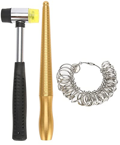 Set di Martelli Misuratori per Mandrini per Anelli, Facili da Usare, Strumenti Essenziali per Creatori di Gioielli, Campo di Misura 33 Mm/1,3 Pollici, con Misuratori per Anelli