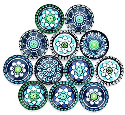 Glasflicken Blumenform Blau 20 Stück 1 Beutel für Bastelarbeiten