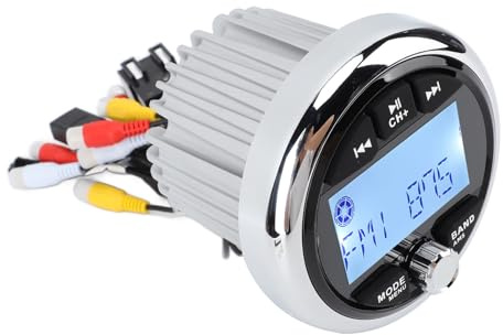 aqxreight Reproductor MP5 Bluetooth, Radio Marina Bluetooth 12 V Aleación de Aluminio A Prueba de Polvo Impermeable Música sin Pérdidas Reproductor MP5 de Medios Digitales para Yates RV