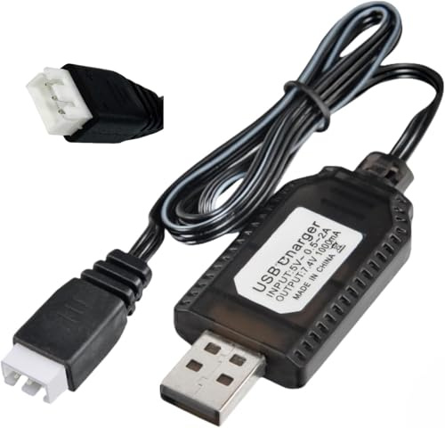 7.4V USB Charger Cable with XH-3Pin Plug Compatible RC Car/RC Plane/RC Tank/RC Boat and Other Remote Control Toys for Universal 7.4V Lipo Battery USB Charger with Battery Protection (1)