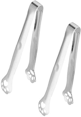 POPETPOP Cat Paw Food Serving Tongs Small Stainless Steel Kitchen Clips Silicone Tips for Baking and Buffet 2pcs Set