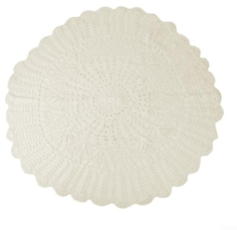 Homefurnishmall Mantel redondo de algodón hecho a mano, mantel de encaje de algodón calado, mantel redondo hecho a mano de ganchillo (beige, 75-80 cm)