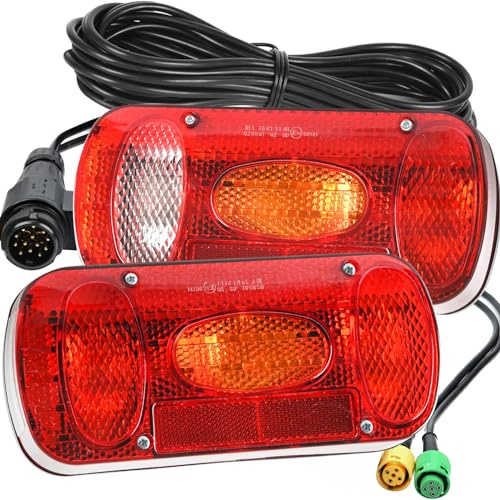 Warmfay Rücklicht Anhänger Beleuchtung, 12V 13 Polig Stecker Anhänger Rücklicht Set mit 6 Funktionen inkl. 5M Kabelsatz, Anhängerbeleuchtung Rücklichter mit E-Geprüfte für Traktor LKW Wohnmobil