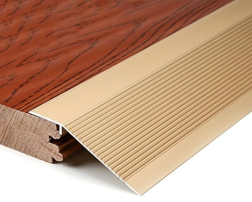 Raouoae Höhenausgleichsprofil 2 Stück 80cm/100cm/120cm/130cm Abschluss Übergangsprofil Abdeckleisten Türschiene Höhen-ausgleich 0.8-5cm Für Holzböden/Laminat(Gold,0.8m*2 Stück)