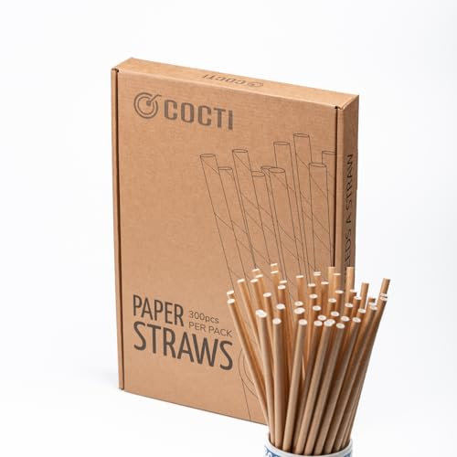 Cocti Papierstrohhalme – langlebige, geschmacksneutrale Trinkhalme für Partys, Veranstaltungen und den täglichen Gebrauch – biologisch abbaubare Alternative zu Kunststoff – stabiles Design, das nicht