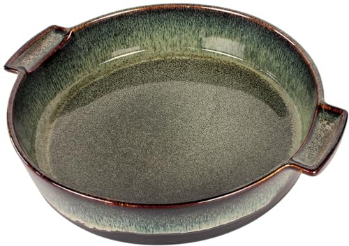 jinsongdafa Ceramic Pie Pan 1700 ML Quiche Baking Dish, 29.8 CM Au Gratin Dishes, Round With handles, Easy to transfer from oven to table, Nonstick Pie Dish, Tart Pan, Pie Plate for Apple