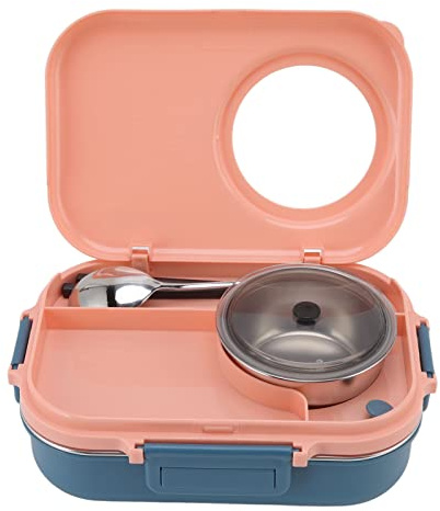 Cocoarm Double Layer Insulated Lunch Box Pink 1100ml 304 Stainless Steel | Leakproof, Includes Soup Bowl Spoon and Chopsticks, For Work School Office