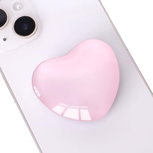 DOINEUFL 2PCS Phone Grip, Cute Heart Shaped Expanding Moblile Cell Phone Glass Holder, Multi-angle Collapsible Stand for Smartphones, Pads, Tablet (Light pink)