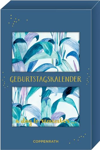 Geburtstagskalender: 12 Karten mit Holzfuß (All about blue)