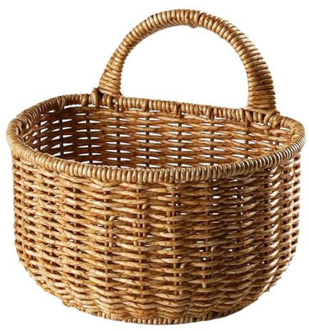 Rattan-Körbe für die Aufbewahrung, hängendes Gemüsefach, gewebter Vorratsbehälter, atmungsaktiver Knoblauch-Leber, Obst-Display-Tablett für Küchenräume