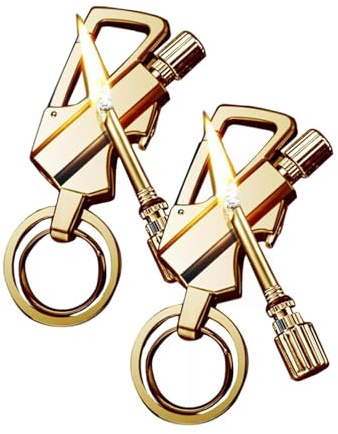Accendino a fiammifero permanente con accensione illimitata, apribottiglie portachiavi multifunzione, accendino a cherosene impermeabile, adatto for attività all'aperto, campeggio, come regalo.(Gold)