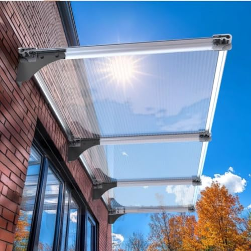 Toldo para exteriores, pérgola, 120 x 120 cm, cubierta de policarbonato para puerta y ventana para lluvia, nieve, protección UV, perfecto para entrada de casa y refugio en el patio