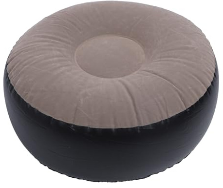 Fockety Uppblåsar Pall Ottomansk Fotstöd, Fotstöd För Alla Väder Inomhus Eller Utomhusbruk, Bärbar Flockande Uppblåsar Pall Ottomansk Puff Fotpall För Uteplats, Träbår, Camping, Resor (Brun)