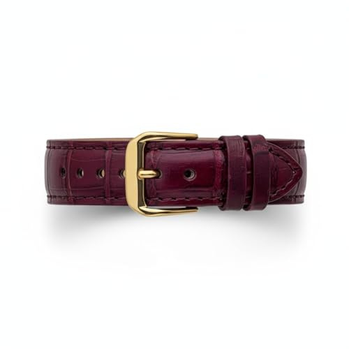 De Santis Cinturino per Orologio di Lusso in Vera Pelle di Coccodrillo Bordeaux | Misure 16mm, 18mm, 20mm, 22mm | Fibbia Dorata Elegante | Ricambio Made in Italy Uomo/Donna (16)