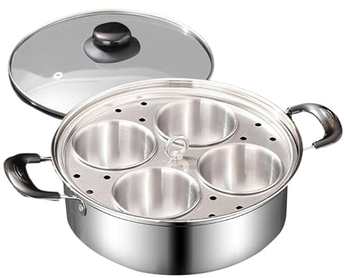 Cuociuova in camicia, padella per uova in camicia da 4 tazze acciaio inossidabile, antiaderente, resistente alla ruggine, per cucinare il brunch della colazione