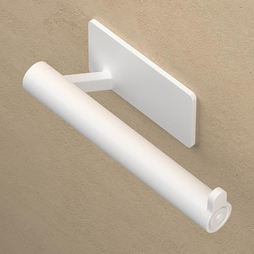 doporro Toilettenpapierhalter ohne Bohren, WC Klopapierhalter Weiß | Klopapierhalter ohne Bohren, Toilettenpapier Halterung aus Edelstahl, WC Klorollenhalter 137mm, Lino-02