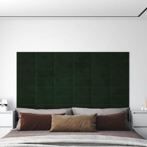 Akustik Paneele Gaming Wandpaneele,Wandpaneele 12 Stk. Dunkelgrün 30x15 cm Samt 0,54 m²,Wandpaneel für Küche,Badezimmer,Balkon,Schlafzimmer,Wohnzimmer